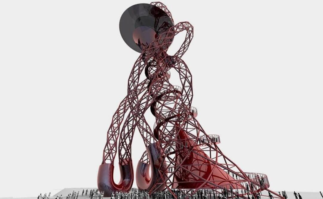 La nueva estructura, cuyo acceso al público costará cinco libras (siete euros), contará con una bajada en espiral de 178 metros de largo y 76 metros de alto. FOTO: Anishkapoor.com/