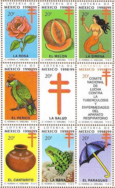 Edición 1998 con la Lotería. Alejandro Grossmann sostuvo que, como Gerente de Promoción, censuró tres cartas de la lotería tradicional: El Borracho, La Muerte y El Valiente; en su lugar se agregaron otras como La Salud, representada por la Cruz de Lorena. Foto: Cortesía Alejandro Grossmann/ESPECIAL.