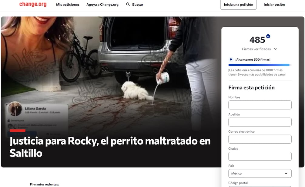 Crean petición para exigir justicia por la muerte de Rocky. Foto: Captura de pantalla