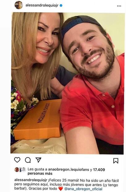 A punto de cumplirse tres años del fallecimiento de su hijo Aless Lequio. Foto: Instagram ana_obregon_oficial.