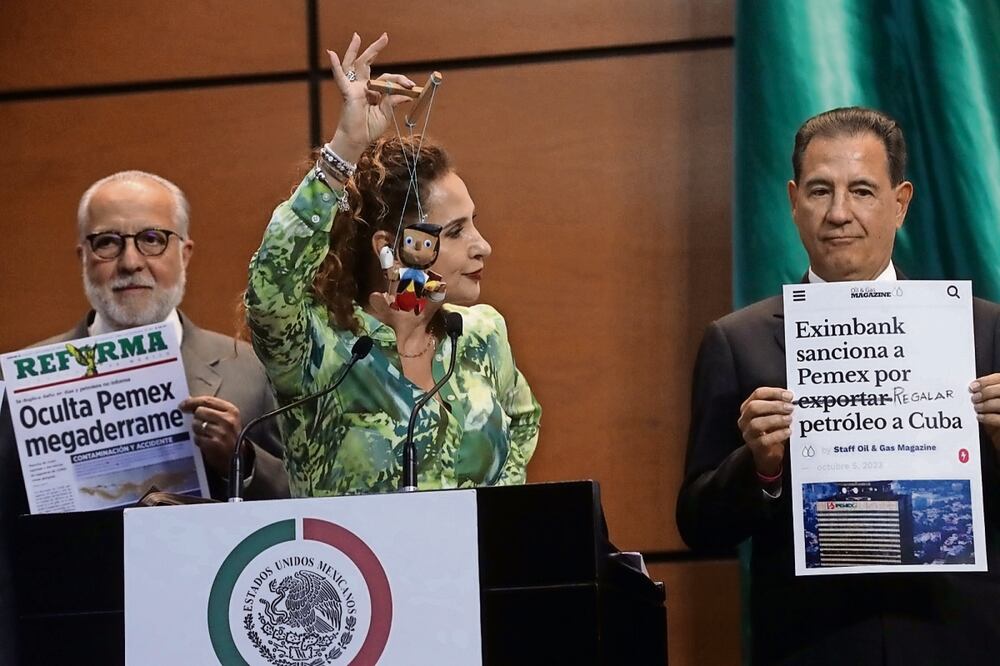 La diputada panista Gina Campuzano afirmó que Morena logró que Pemex sea la compañía más endeudada del mundo y calificó al director Octavio Ramírez de títere del Presidente y mentiroso como Pinocho. Foto: Especial