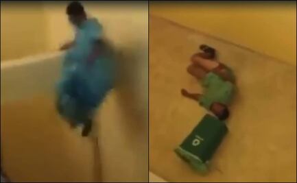 VIDEO: Paciente se avienta de segundo piso para llamar la atención y que lo atiendan en el IMSS de Reynosa