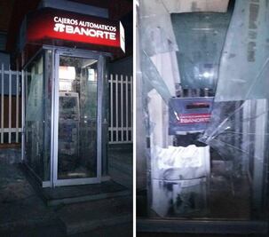 Lanzan bomba molotov a cajero automático en Aguascalientes