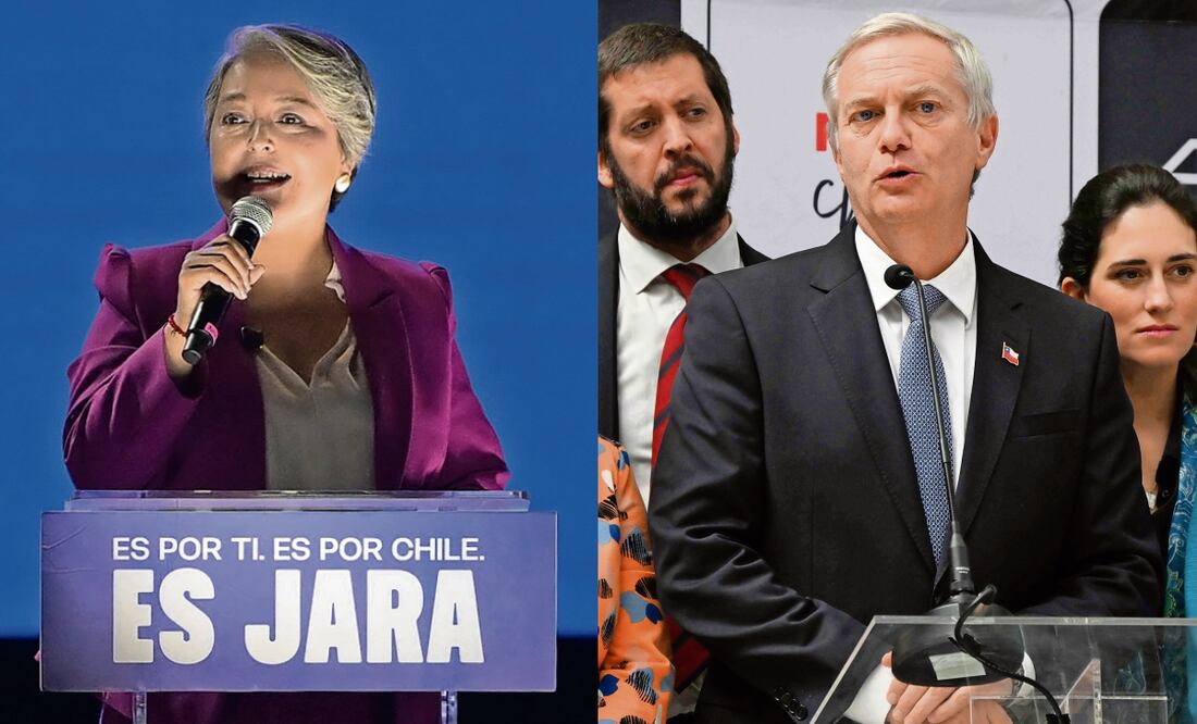 Jeannette Jara y José Antonio Kast. Fotos: Rodrigo Arangua / AFP