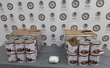 Decomisan 47 kilos de metanfetamina oculta en latas de suplemento para perros