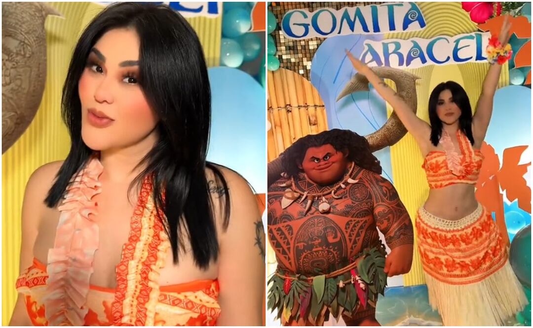 La influencer mencionó que mandó a hacer un traje hawaiano a la medida para su cumpleaños con temática de "Moana”. Fotos: TikTok @gomita_oficial