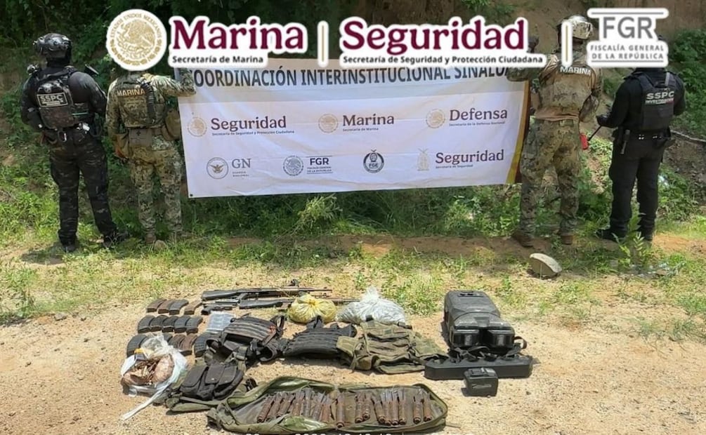 Aseguran armamento, 49 explosivos y droga en Sinaloa (28/08/2026). Foto: Especial