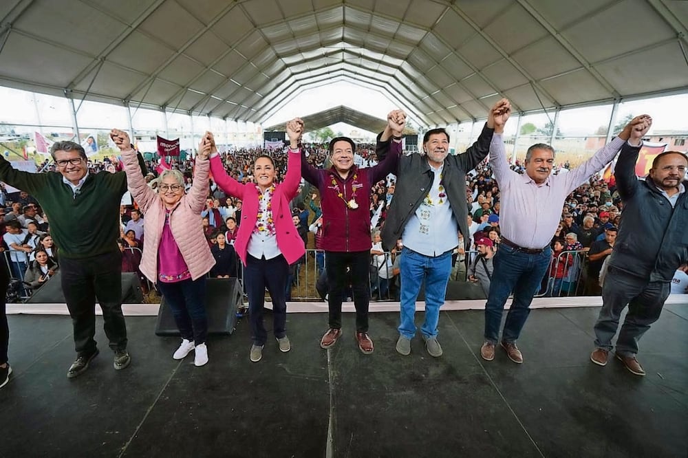 En un acto en Zinacantepec, Estado de México, Claudia Sheinbaum advirtió que MC aún debe definir a su candidato presidencial. Foto: Especial