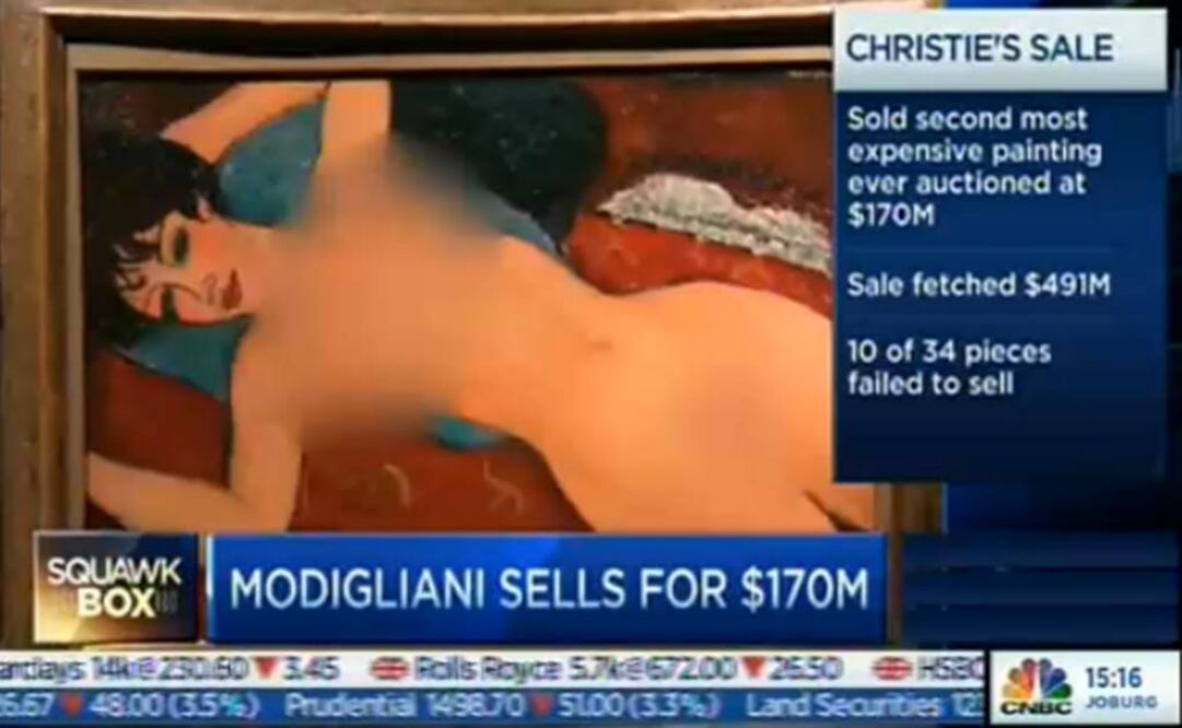 La empresa cubrió los genitales y senos de la obra. FOTO: Tomada de Twitter.