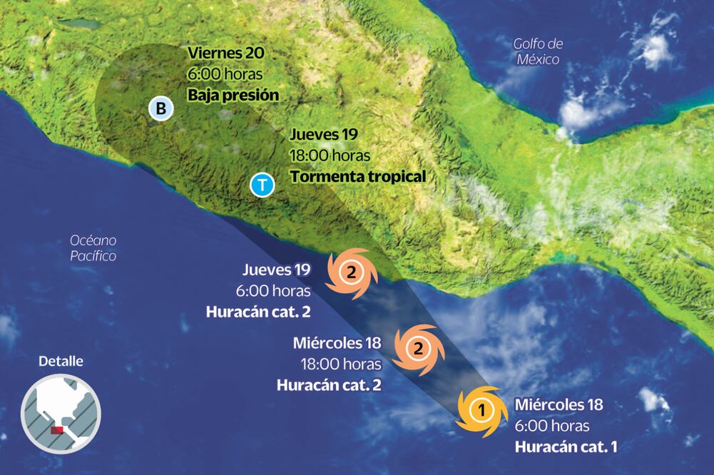 Evolución de la tormenta tropical "Erick".