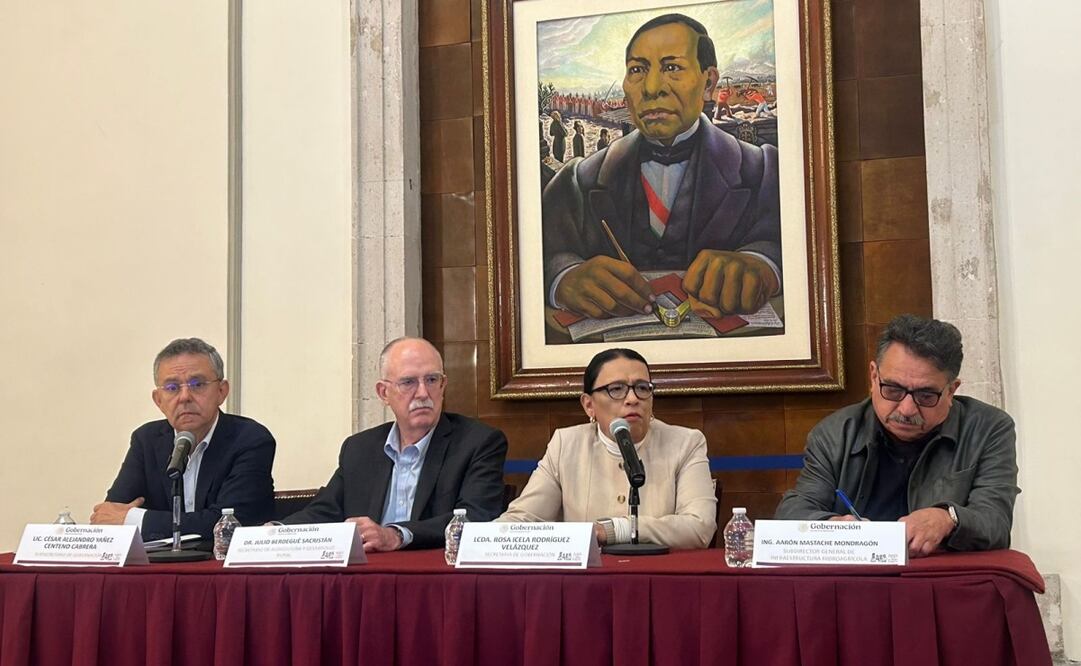 Conferencia de prensa en ka Secretaría de Gobernación encabezada por Rosa Icela Rodríguez este 24 de noviembre de 2025. Foto: Berenice Fregoso/EL UNIVERSAL