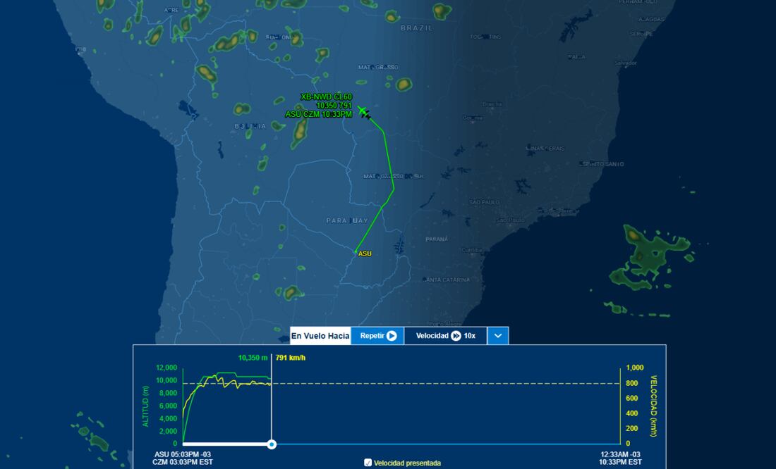 Hernán Bermúdez es trasladado en vuelo a México desde Paraguay (17/09/2025). Foto: Captura de pantalla