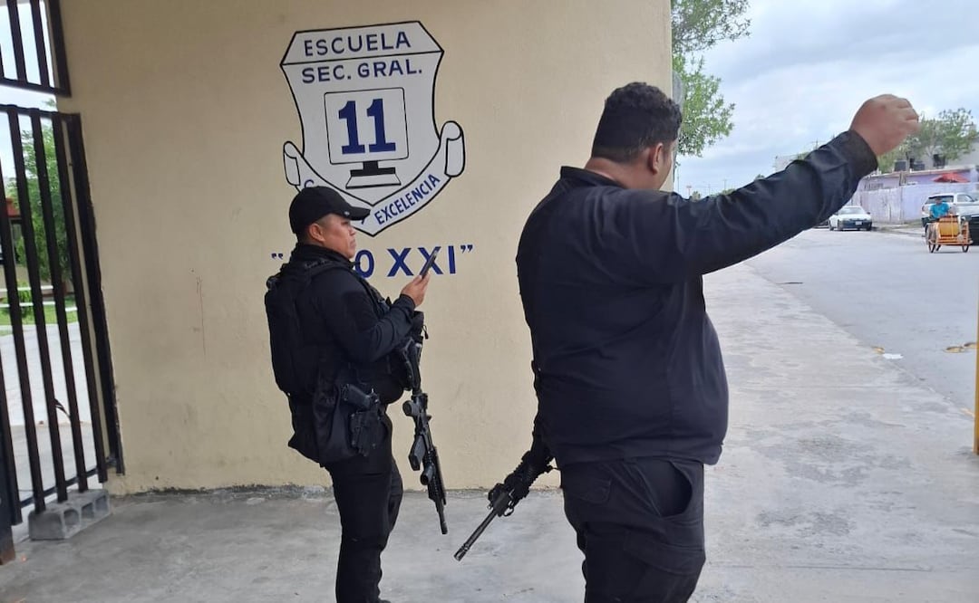 Elementos de la Guardia Estatal implementaron un megaoperativo tras amenaza de tiroteo en CBTIS 7. | Foto: Especial.