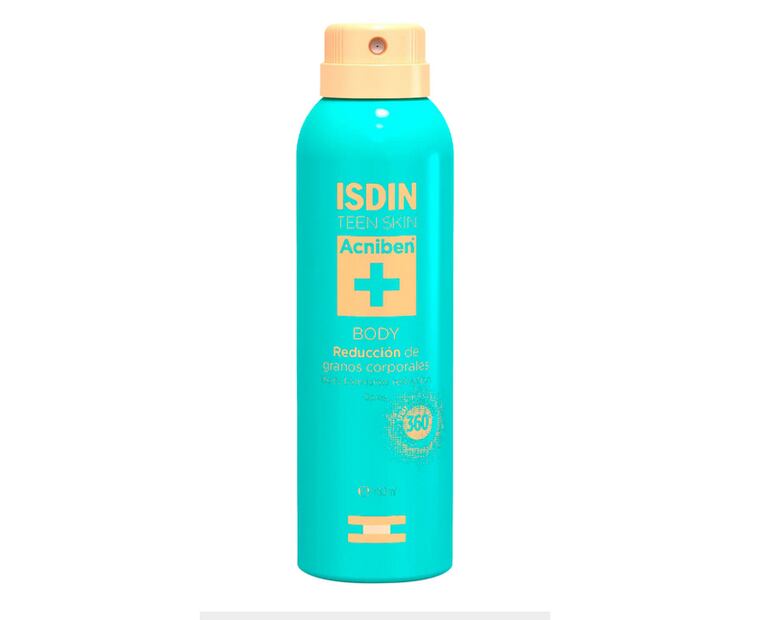 El spray para la reducción de granos de ISDIN contiene ácido salicílico, que previene la formación de manchas, y ácido glicólico. Foto: Especial