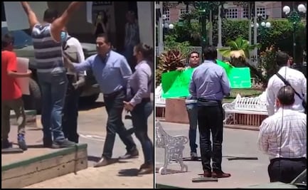 Gobernador de Michoacán encara y empuja a manifestante en Aguililla