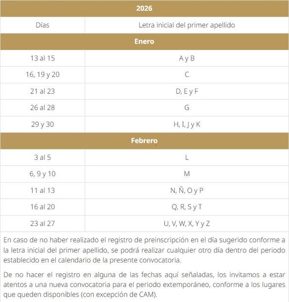 Calendario preinscripción SEP. Foto: SEP