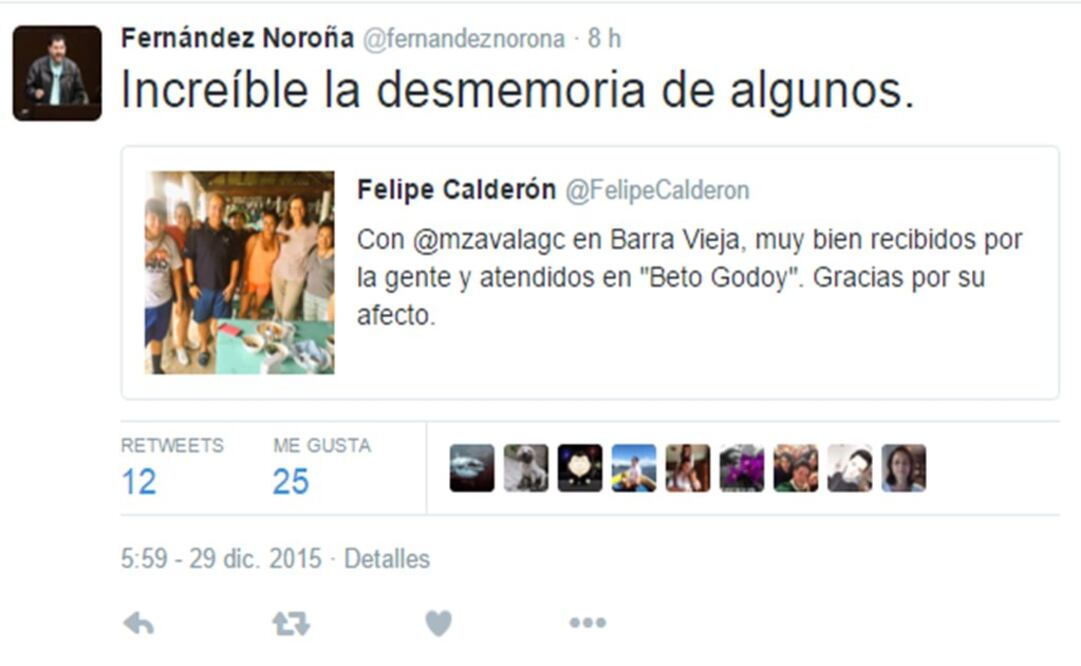 Noroña sigue pleito con Calderón en Twitter