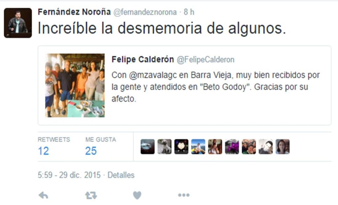 Noroña sigue pleito con Calderón en Twitter