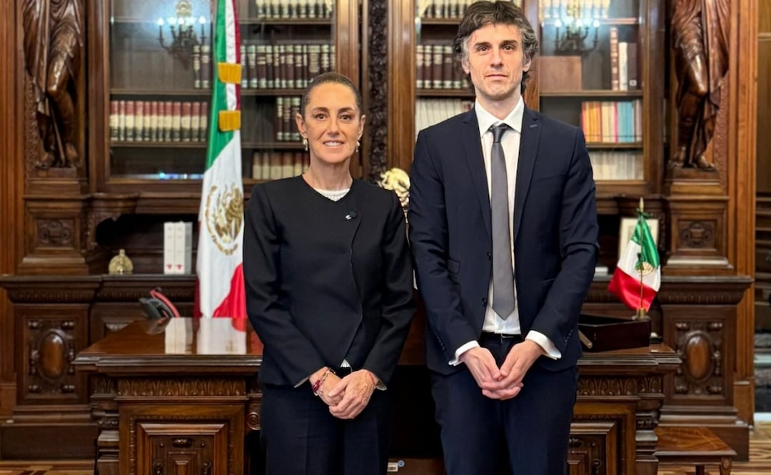 Presidenta Claudia Sheinbaum junto a Guido Croxatto, abogado del presidente Pedro Castillo encarcelado (29/08/2025). Foto: X (@Claudiashein)