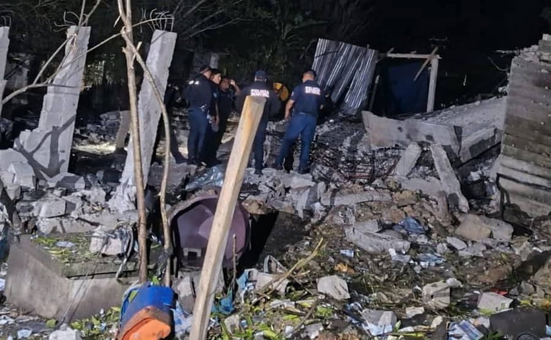 Explosión por pirotecnia deja un muerto; vivienda queda destruida en Huautla. Foto: Especial