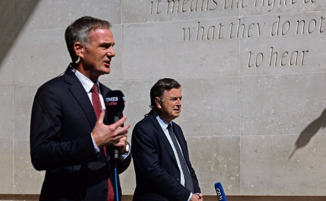 El ministro británico de Comercio, Peter Kyle, al hablar ayer con los medios, en Londres. Foto: Adrian Dennis / AFP