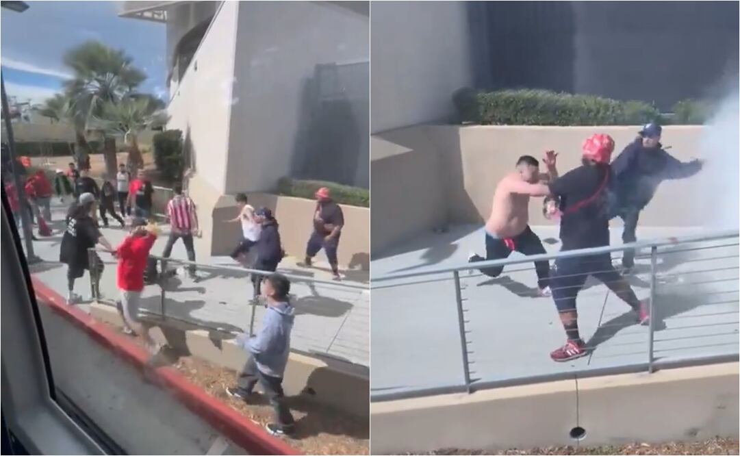 Pelea brutal entre aficionados de Chivas y Atlas