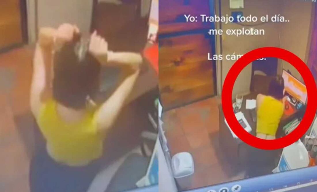 Asegura que la "explotan" en el trabajo; cámara de seguridad la graba bailando en la oficina