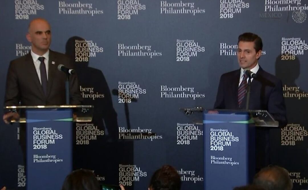 Conferencia de prensa, sobre el Pacto Mundial para una Migración Segura, Ordenada y Regular. Foto: Twitter @PresidenciaMX