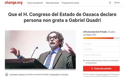 Piden al Congreso de Oaxaca nombrar a Quadri "persona non grata"