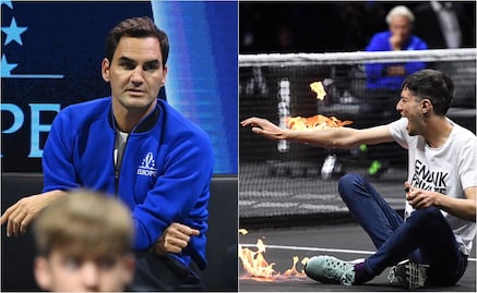 VIDEO: Activista se prende fuego ante la mirada de Roger Federer en la Laver Cup