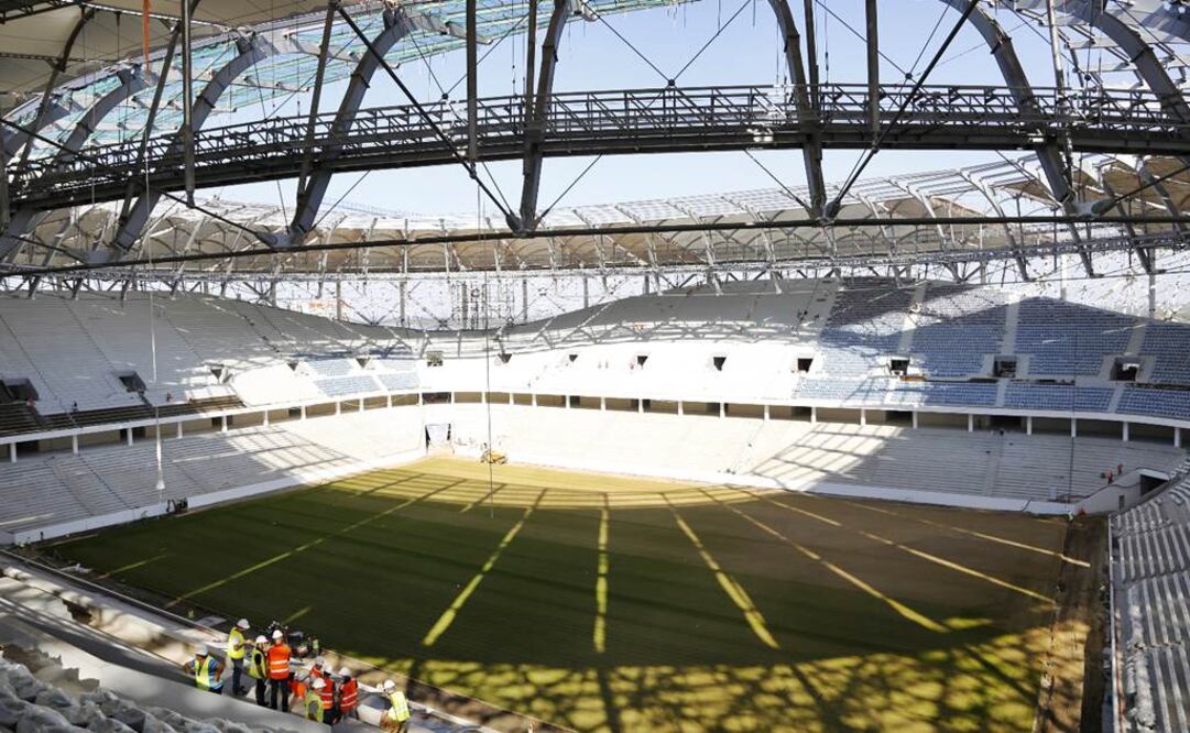 La cancha del estadio de Volgogrado, Rusia. Foto: AP