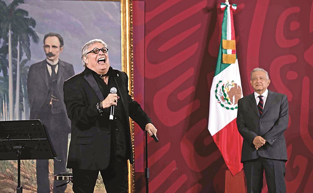 Amaury Pérez y Andrés Manuel López Obrador.
