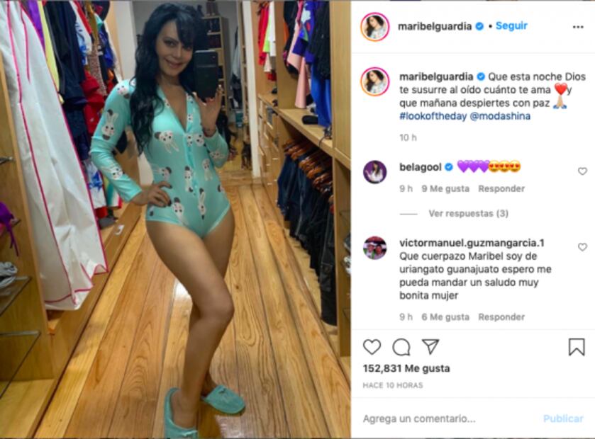 Maribel Guardia presume cuerpazo en pijama