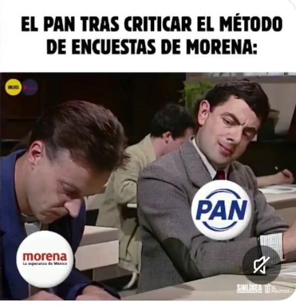 Meme sobre del PAN para elegir a sus candidatos para las elecciones del 2027 por medio de encuestas como lo hace Morena (24/03/2026). Foto: Especial