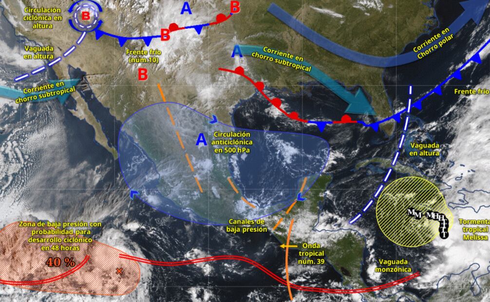 El frente frío 10 recorrerá la zona norte y noreste de México. Foto: SMN