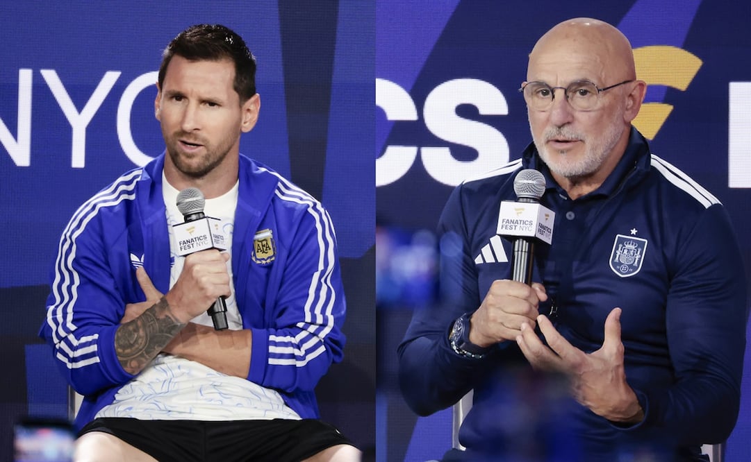 Lionel Messi y Luis de la Fuente en conferencia de prensa, previo a la final del Mundial de 2026 - Fotos: EFE