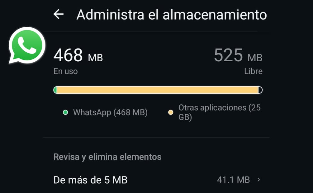 Identifica los archivos más pesados de cada una de tus conversaciones de WhatsApp y elimínalos. Foto: Captura de pantalla