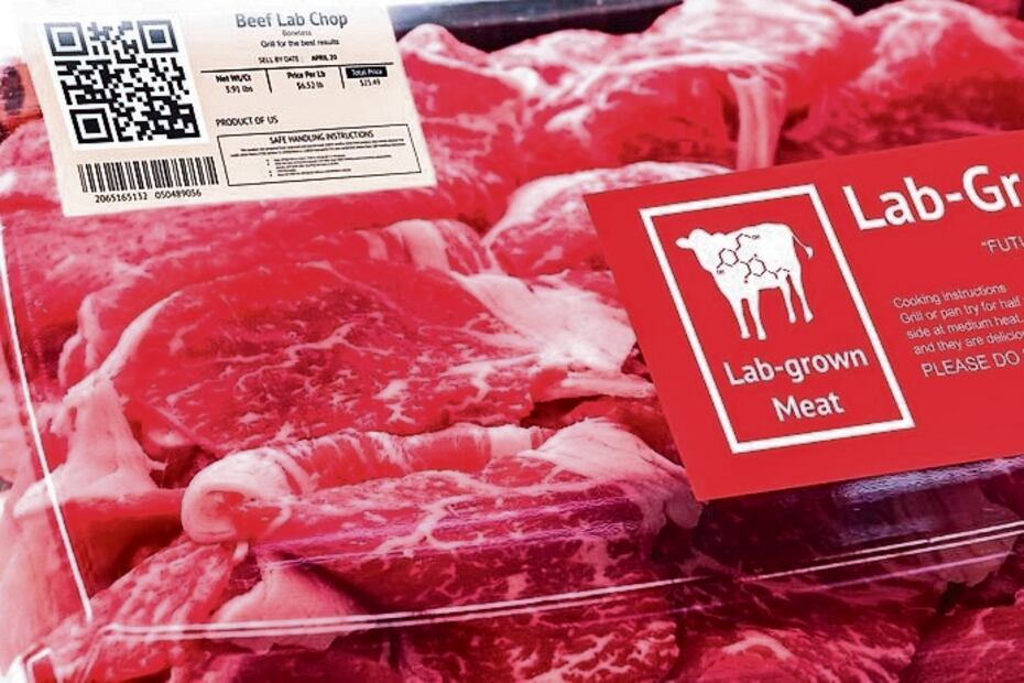 Carne de laboratorio de venta al público, etiquetada para que la gente sepa qué es lo que está adquiriendo. En Estados Unidos podrá comprarse previsiblemente en 2024. Foto: Natural Health