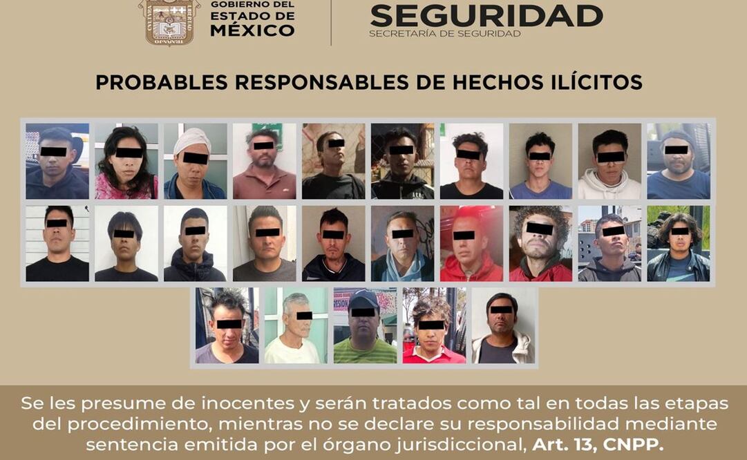 Como resultado del “Macro Operativo Interinstitucional Cuautitlán Izcalli”, fueron detenidas 27 personas. Foto: especial