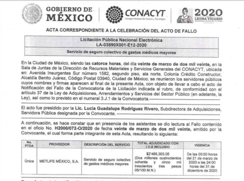Conacyt gasta 2 mdp en seguros médicos privados para subdirectores y otros empleados