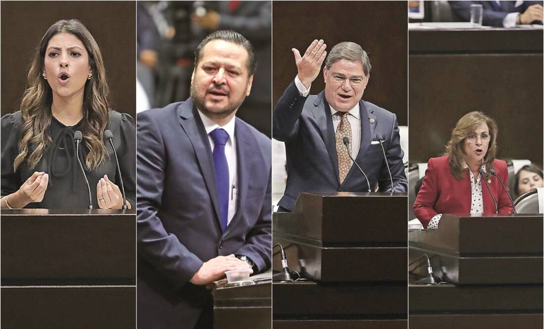 (De izq. a der.) Sylvana Beltrones, diputada del PRI; Fernando Herrera, coordinador del PAN en el Senado; Fernando Mayans, senador del PRD; Rocío Nahle, coordinadora de Morena (ALEJANDRO ACOSTA y LUCÍA GODÍNEZ/EL UNVIERSAL)