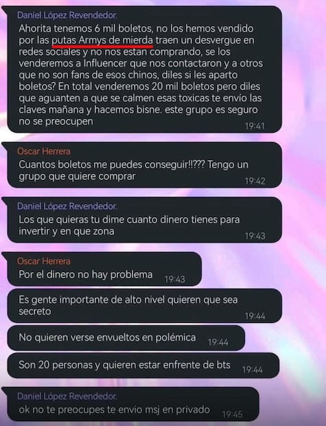 Captura de pantalla con la que fans denuncian fraude y acceso directo a revendedores en la preventa de BTS. Foto: X