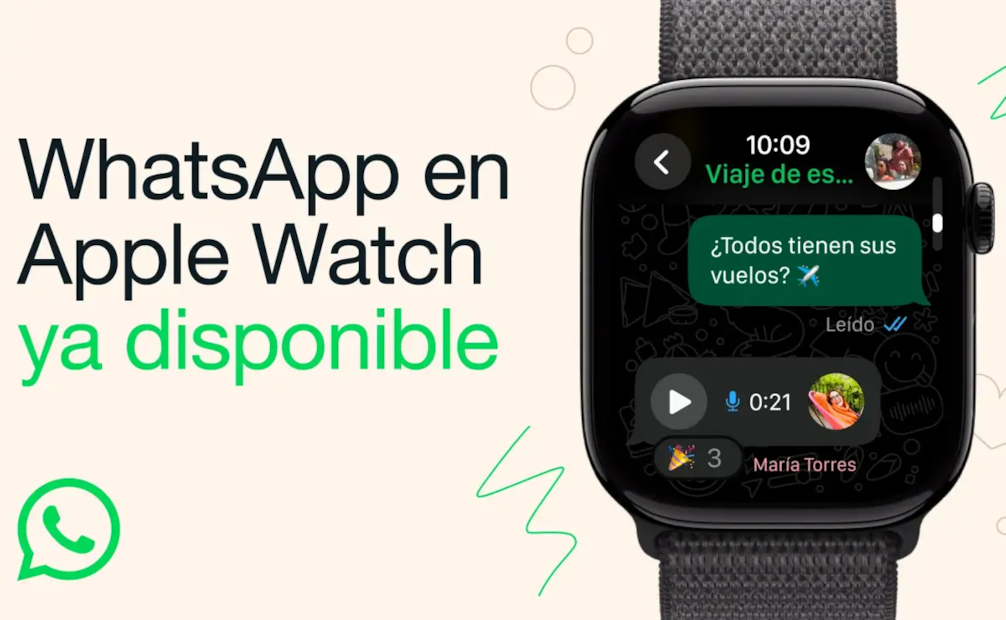 La interfaz de WhatsApp se adapta para funcionar en la pantalla del Apple Watch. Foto: WhatsApp