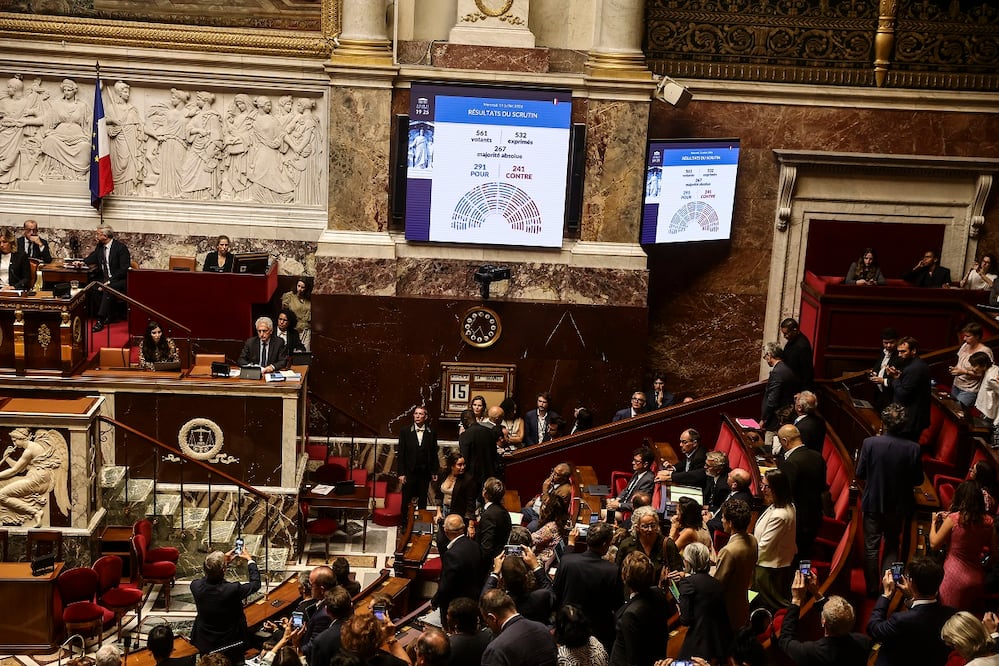 Votación en la Asamblea Nacional en Francia sobre la ley que legaliza la eutanasia y el suicidio asistido. FOTO: EFE