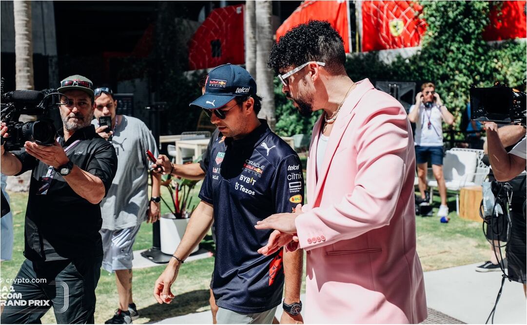 VIDEO: Checo Pérez llegó al GP de Miami acompañado de Bad Bunny / FOTO: @f1miami