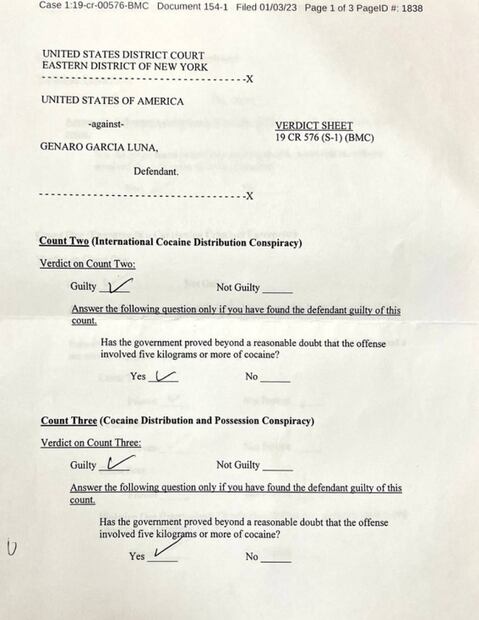 Genaro García Luna: estos son los formatos con los que el jurado en NY lo declaró culpable 