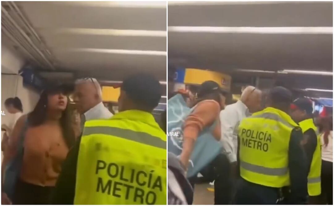“Lady Cachetadas”, mujer agrede física y verbalmente a policías de la PBI en estación de la Línea Azul del Metro de CDMX