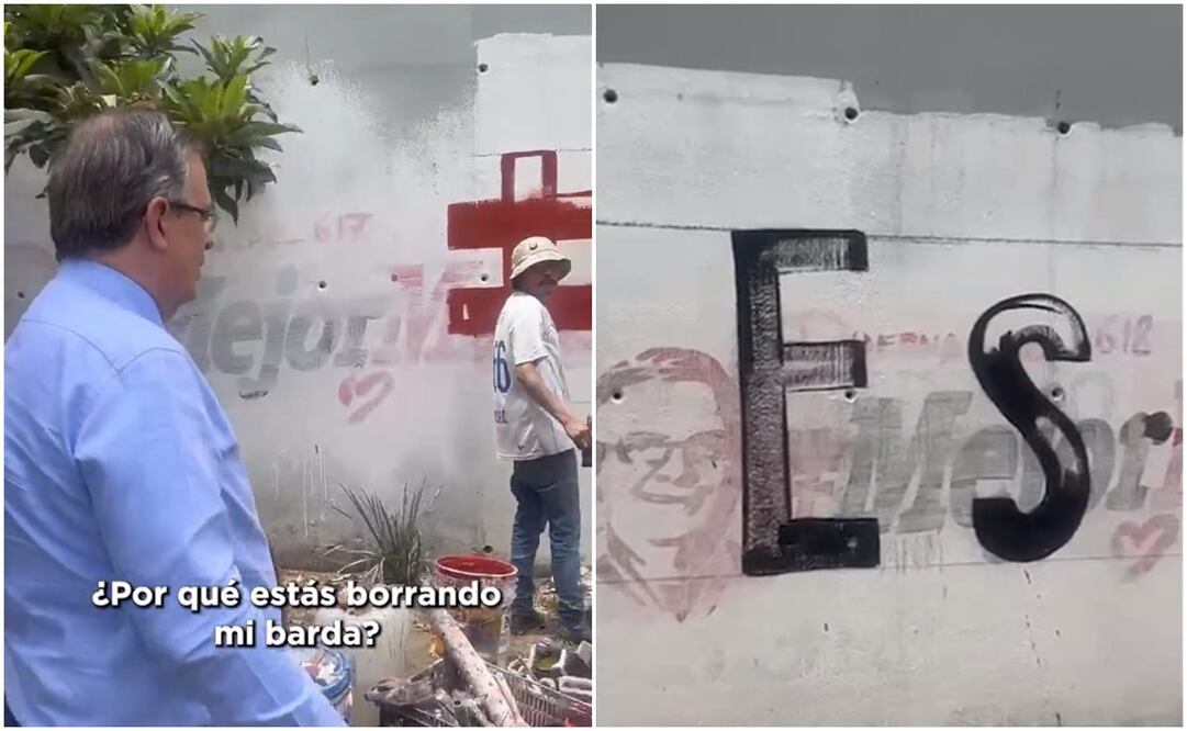 El aspirante de Morena, Marcelo Ebrard acusa que despintan las bardas en apoyo a su candidatura. Foto: Twitter: @m_ebrard