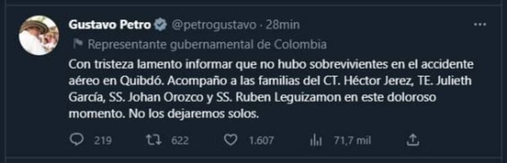 VIDEO: Helicóptero militar se desploma en Colombia; reportan 4 muertos