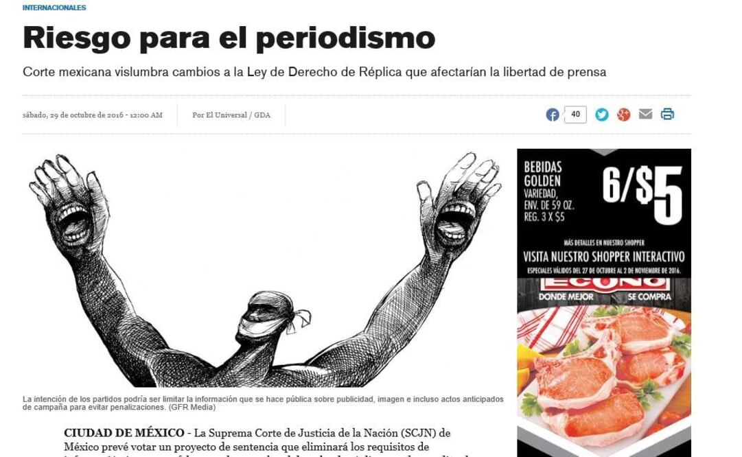 Discusión sobre derecho de réplica llega a medios internacionales